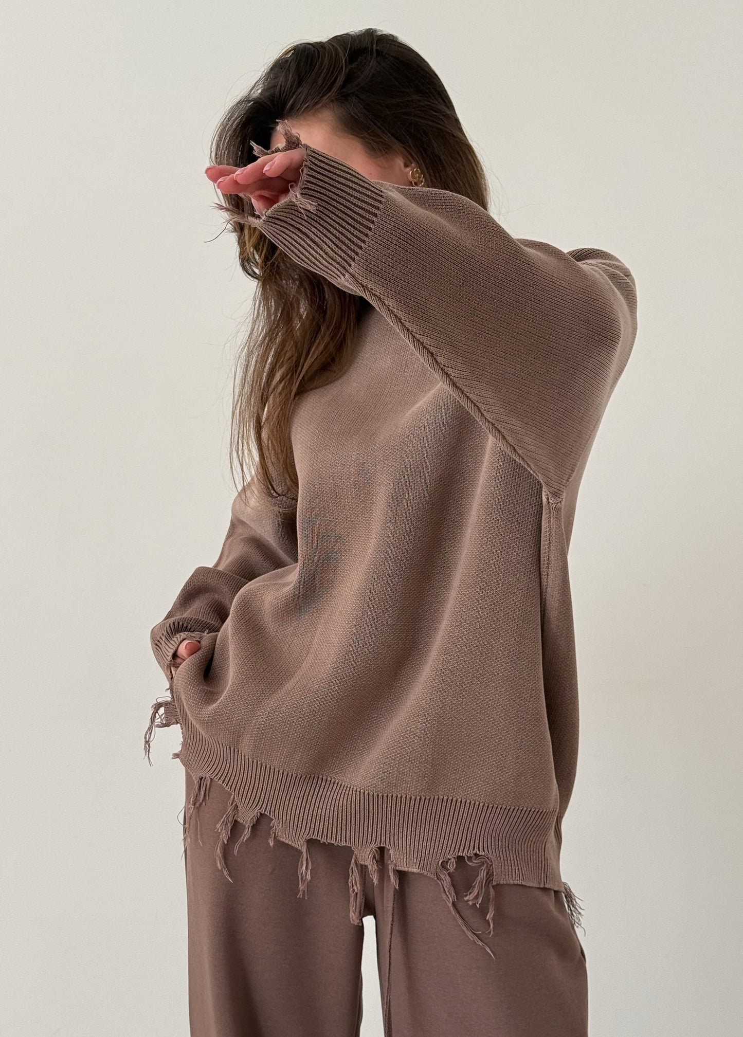 Brown ripped jumper