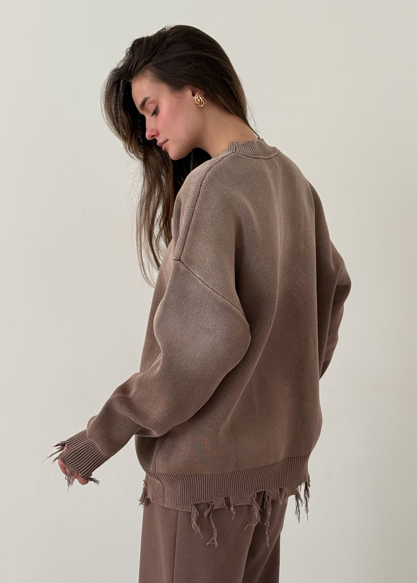 Brown ripped jumper