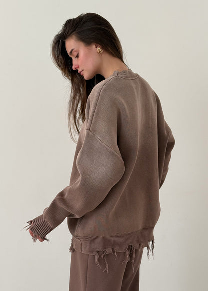 Brown ripped jumper