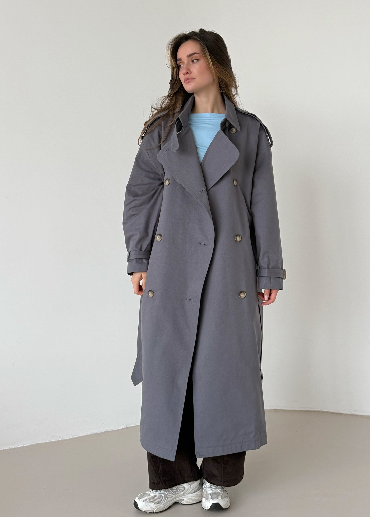 Grey trench coat