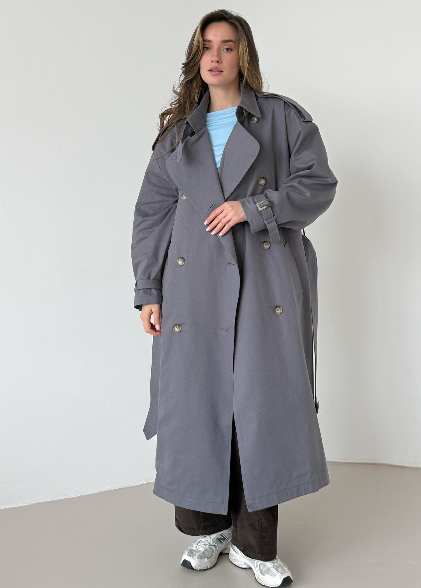 Grey trench coat
