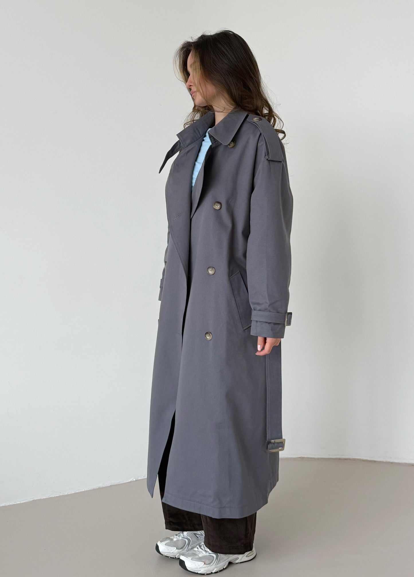 Grey trench coat