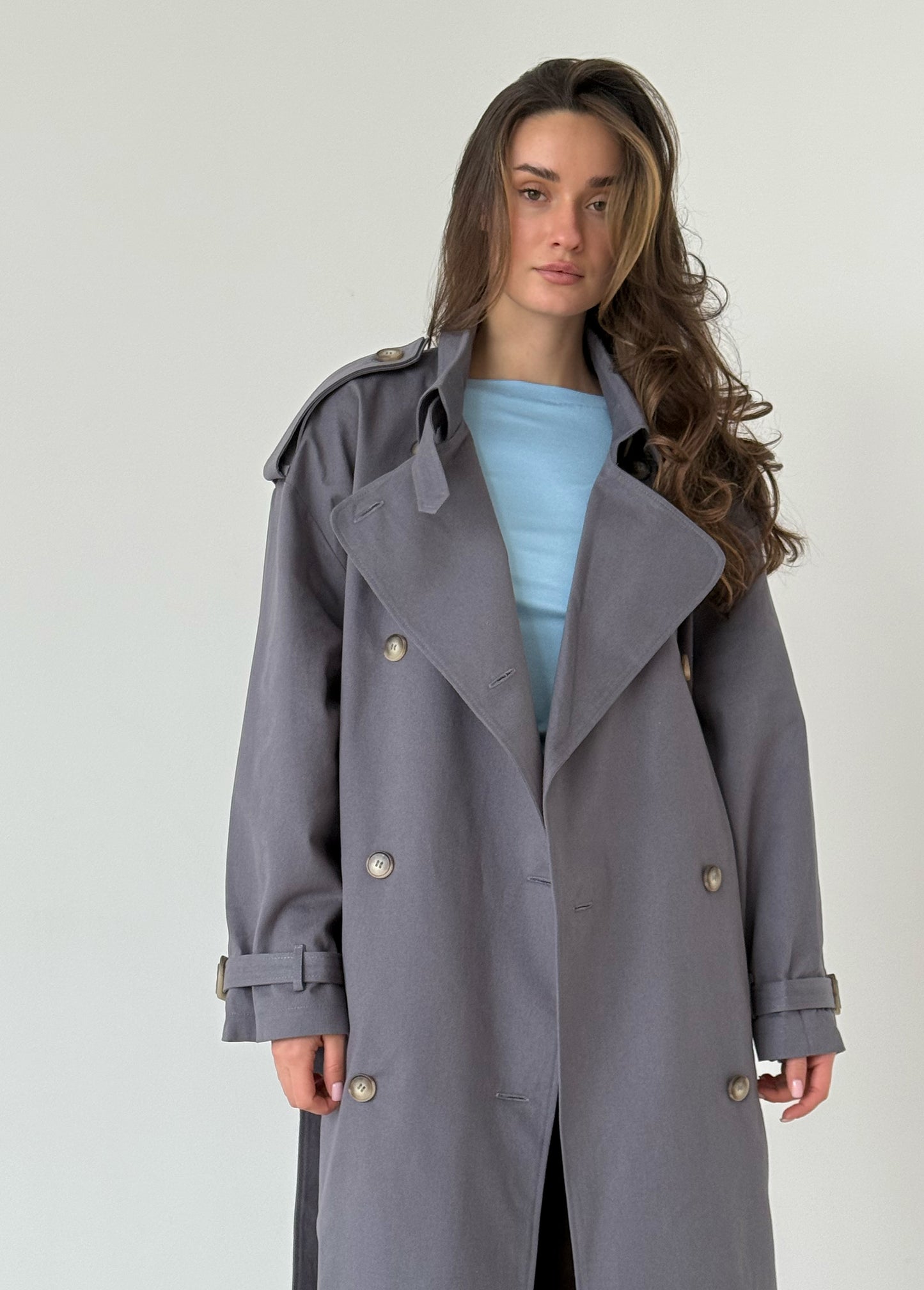 Grey trench coat