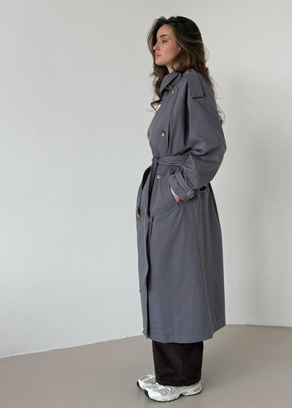 Grey trench coat