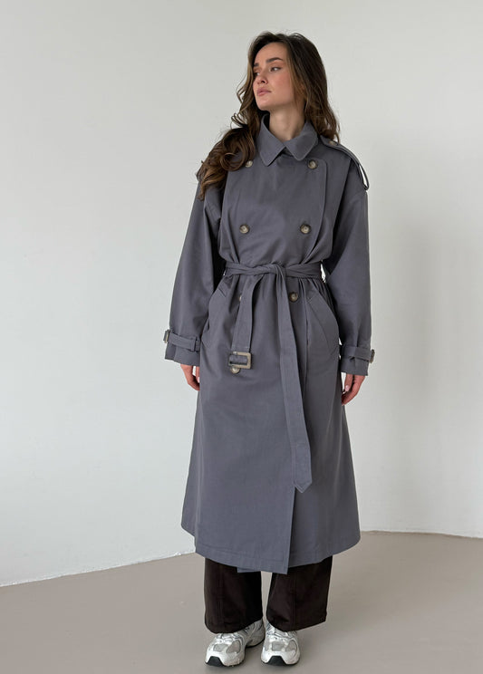 Grey trench coat