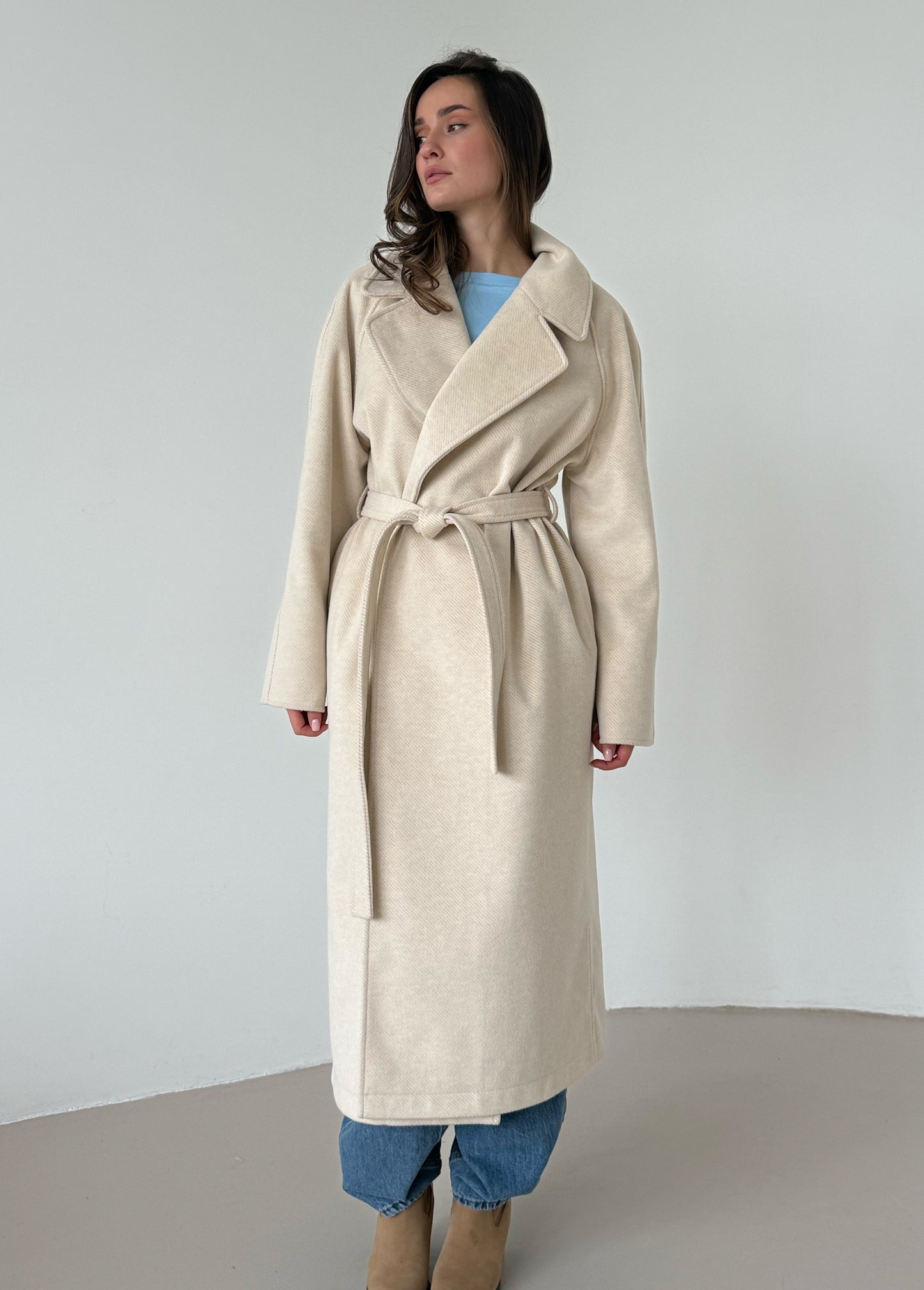 Cream wrap coat
