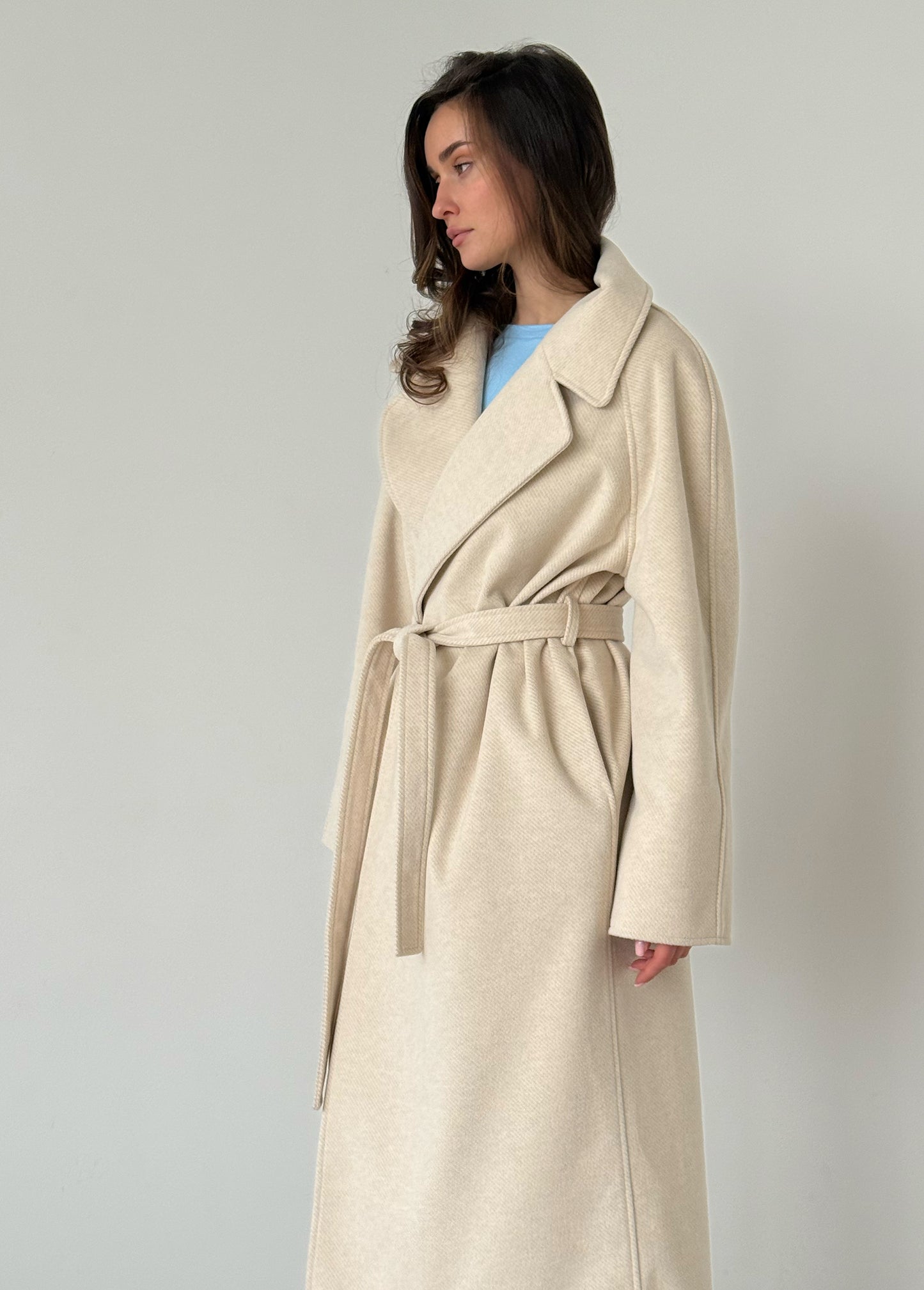 Cream wrap coat
