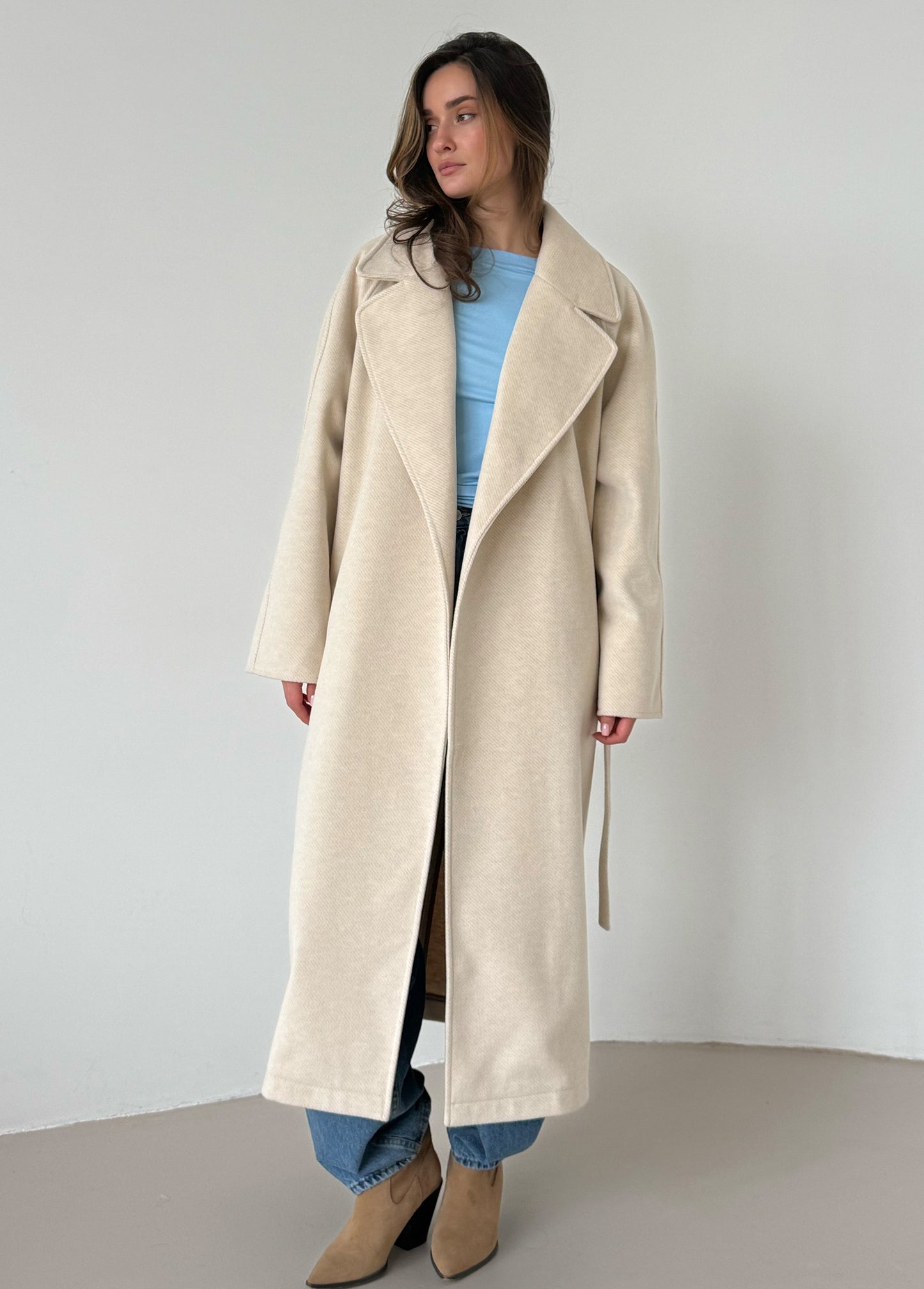 Cream wrap coat
