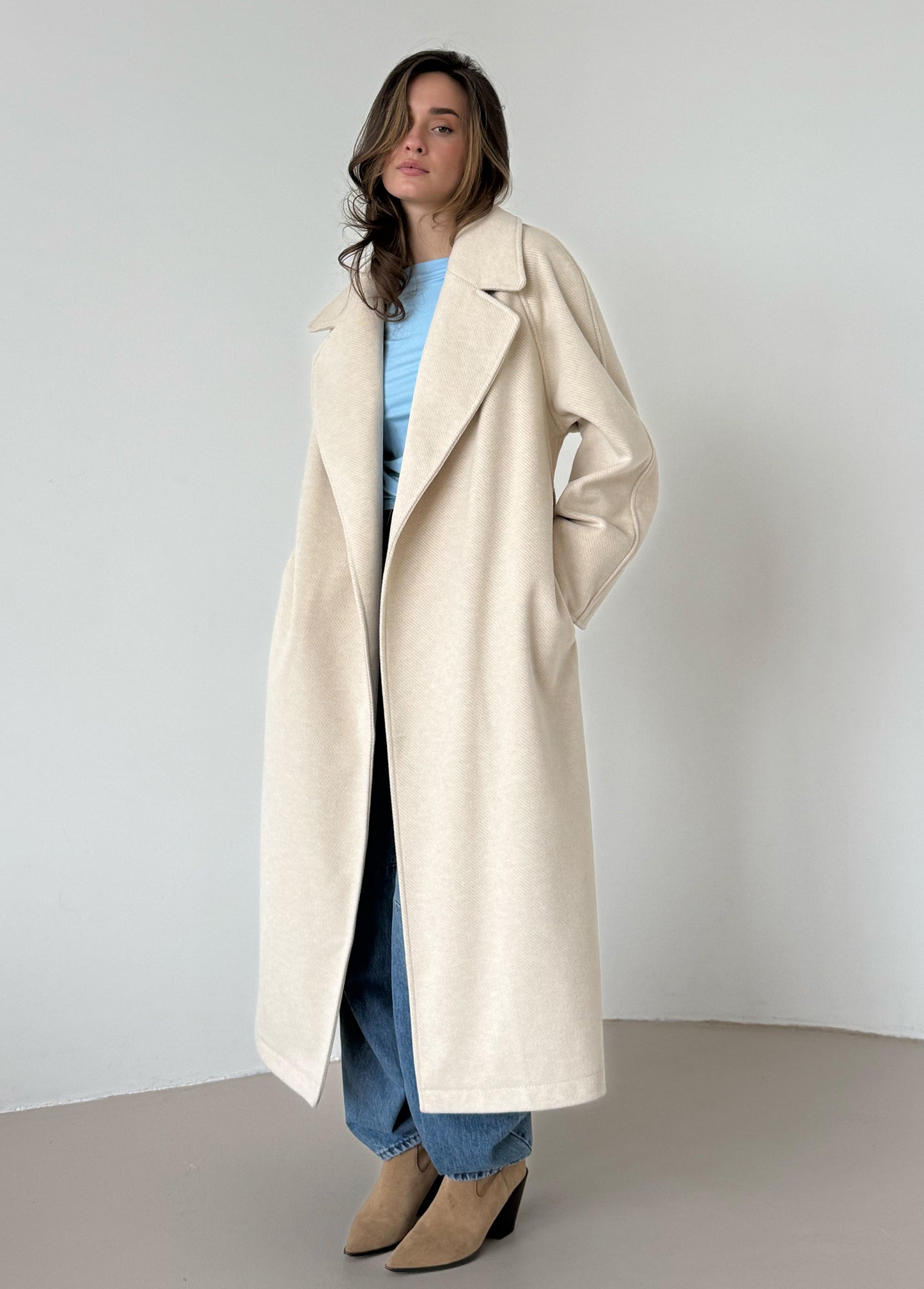 Cream wrap coat
