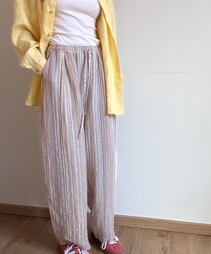 Striped muslin baggy trousers