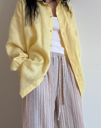 Striped muslin baggy trousers