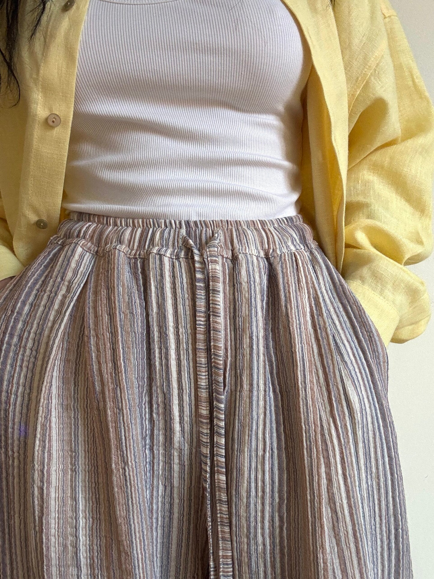 Striped muslin baggy trousers