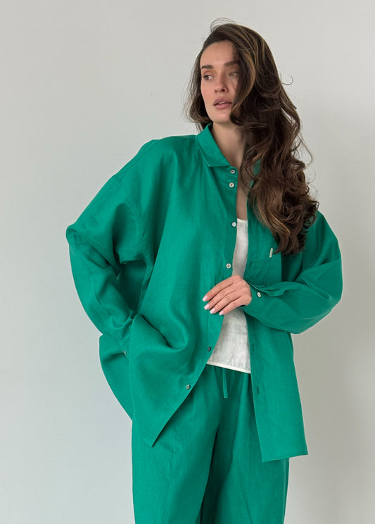 Green linen shirt