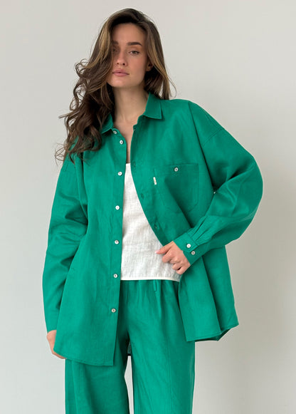 Green linen shirt