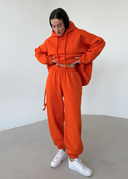 Orange fleece joggers