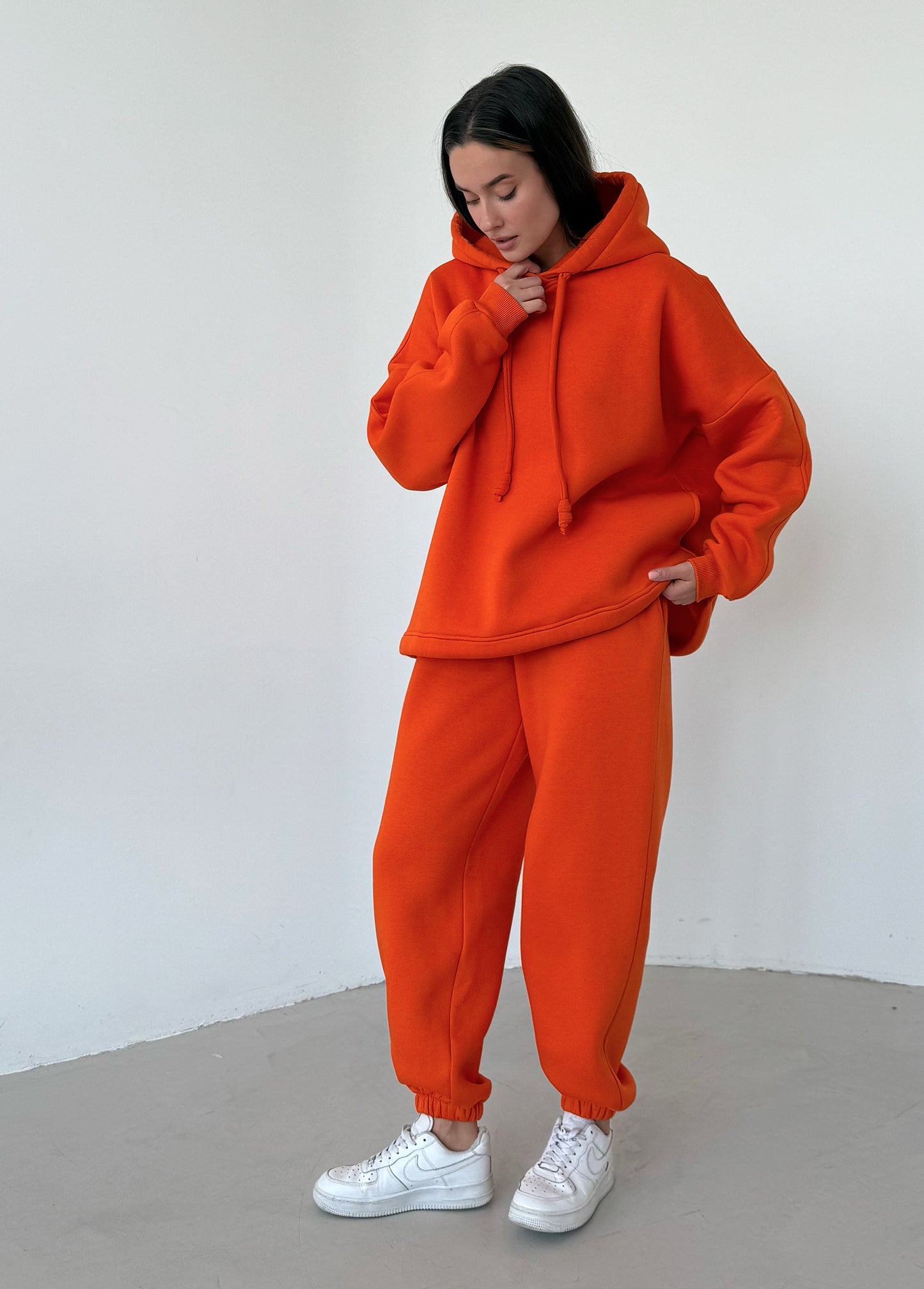 Orange fleece joggers