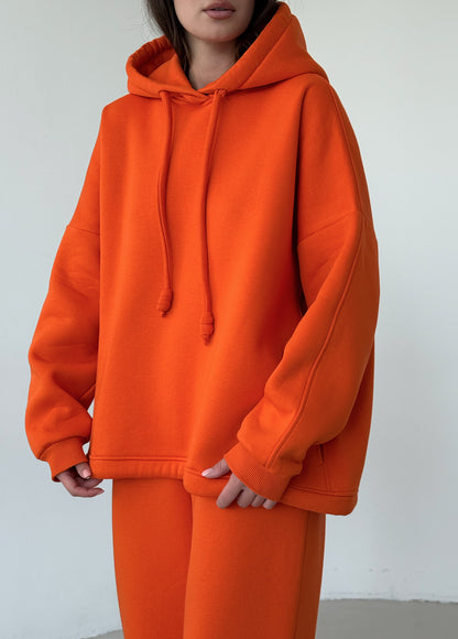 Orange basic fleece hoodie