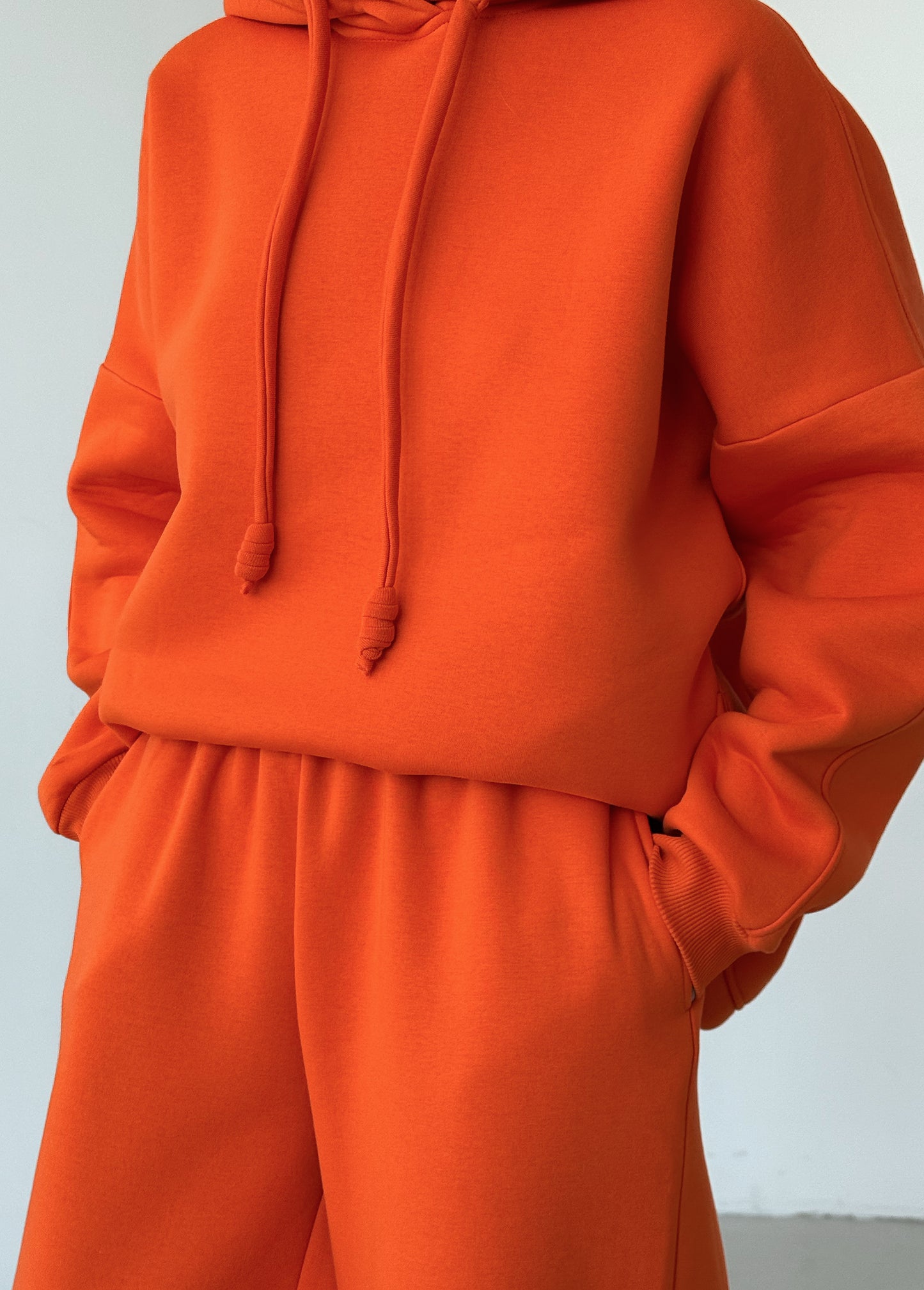 Orange basic fleece hoodie
