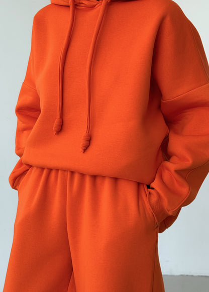 Orange basic fleece hoodie