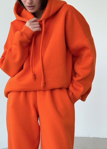 Orange basic fleece hoodie