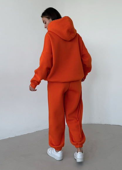 Orange basic fleece hoodie