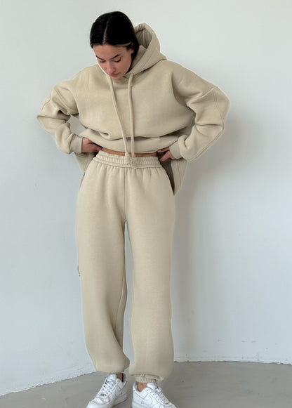 Light beige fleece joggers