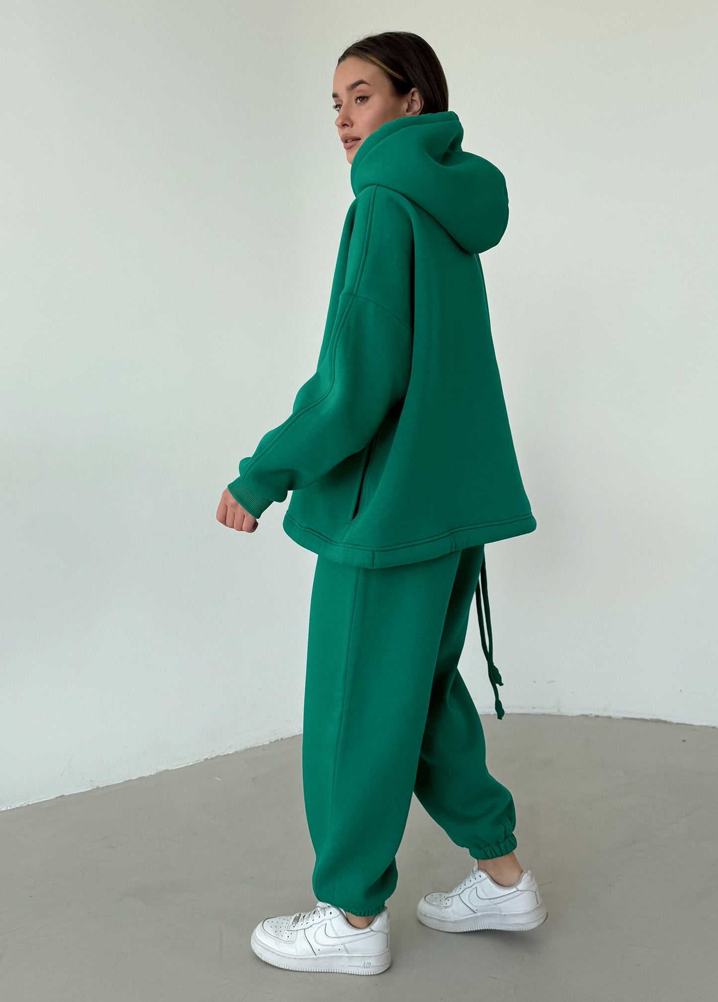 Green basic fleece hoodie