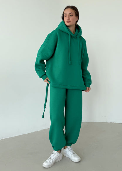 Green basic fleece hoodie