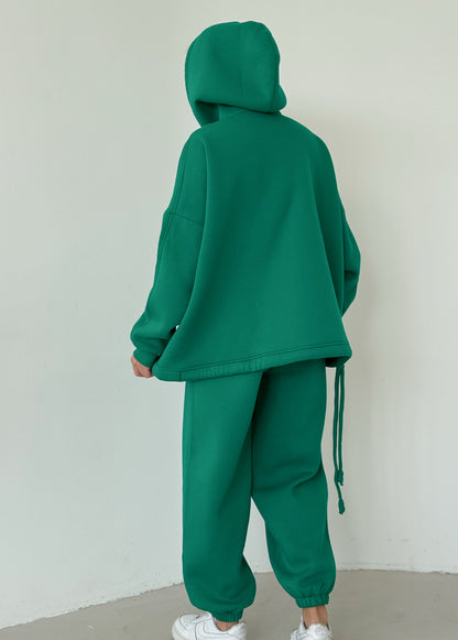 Green basic fleece hoodie