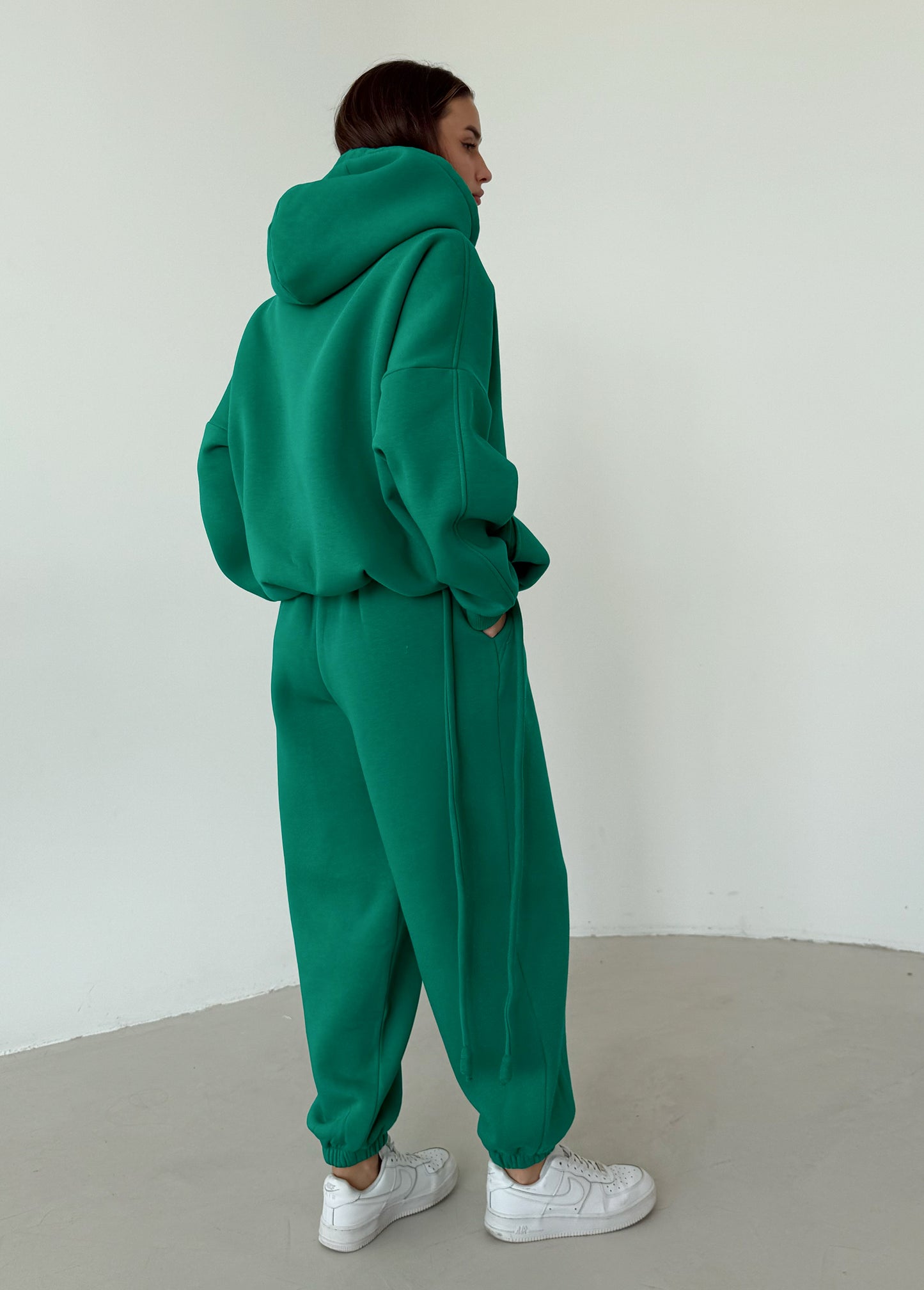 Green basic fleece hoodie
