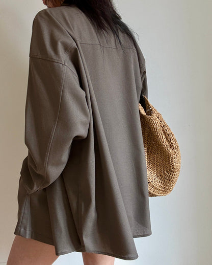 Chocolate linen-viscose shirt
