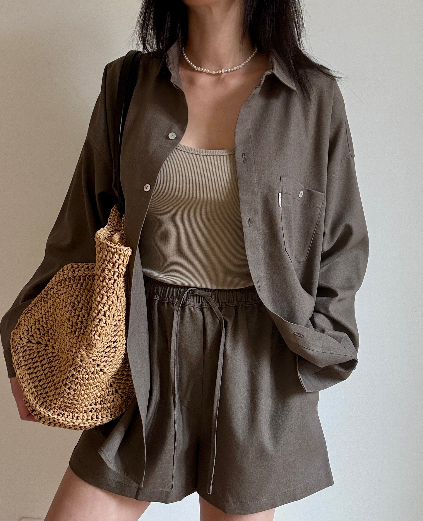 Chocolate linen-viscose shirt