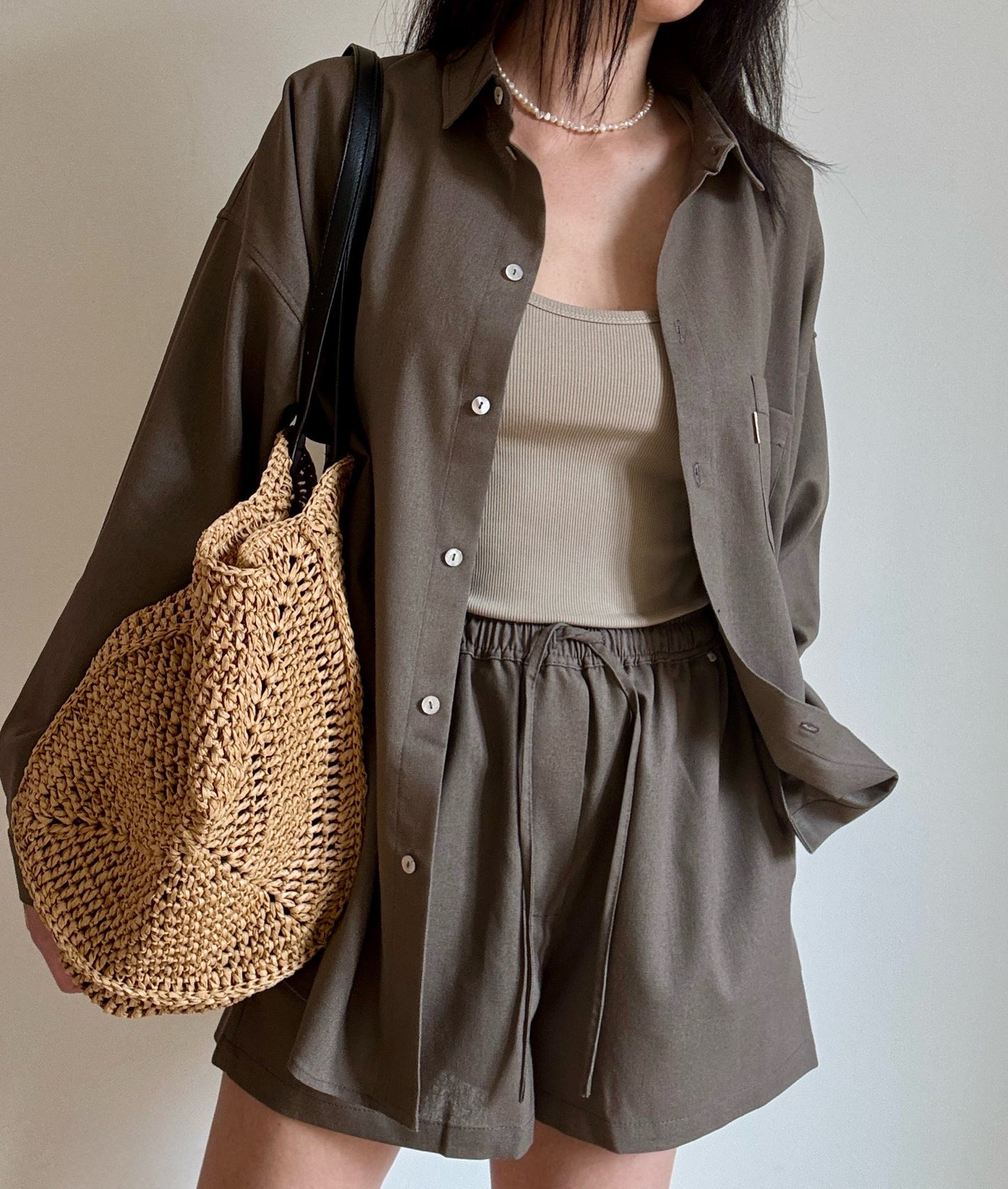 Chocolate linen-viscose shirt