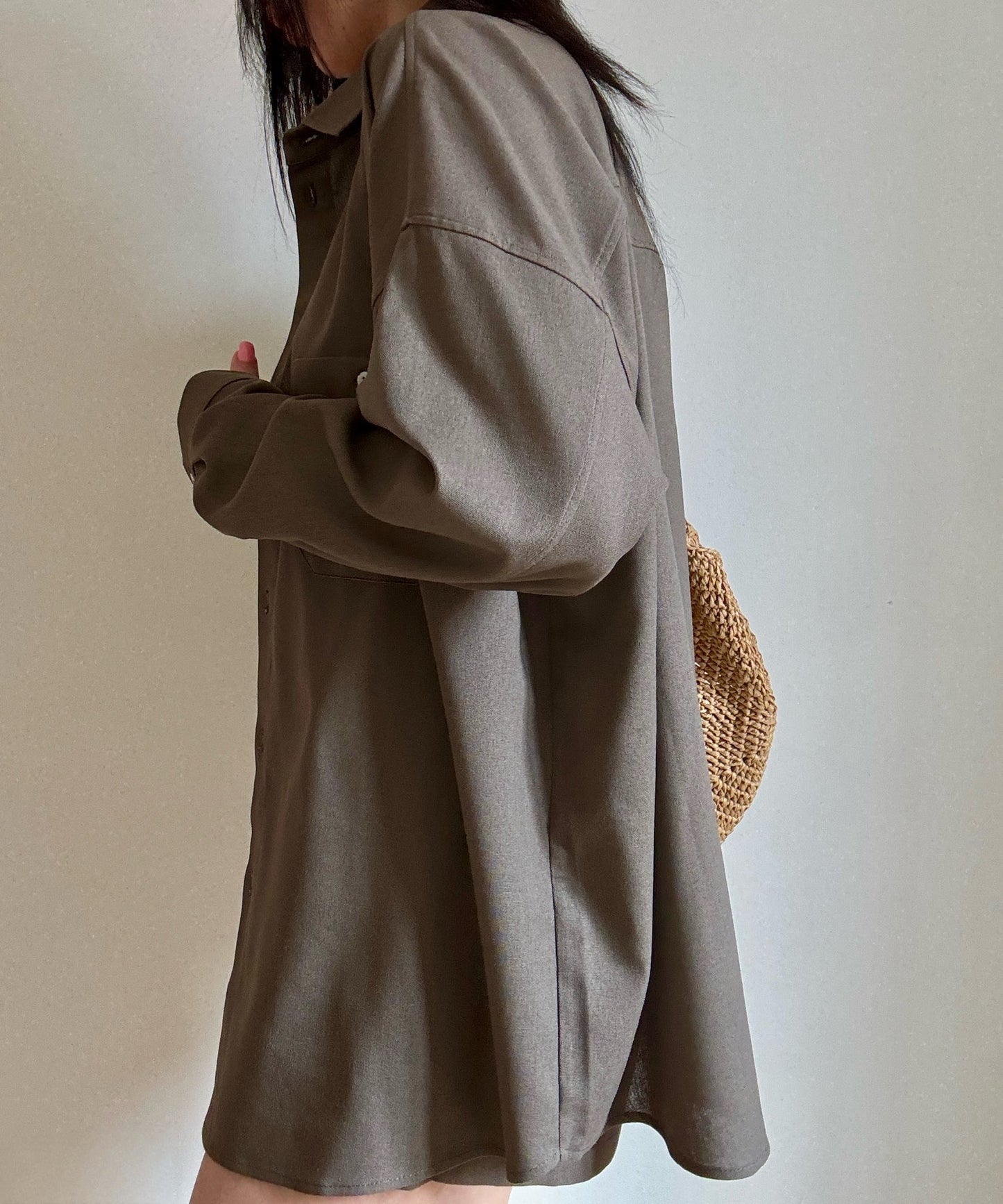 Chocolate linen-viscose shirt