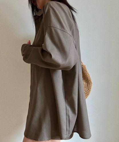 Chocolate linen-viscose shirt