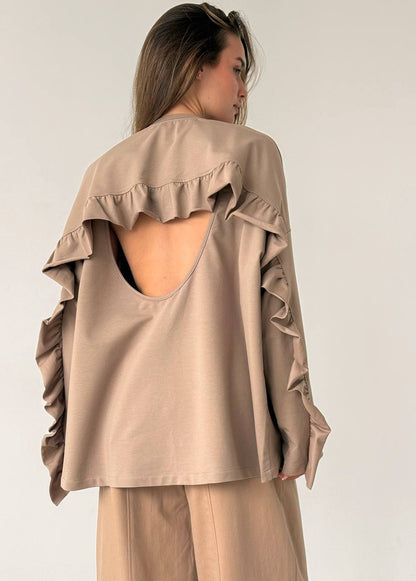 Сocoa open-back ruffle long sleeve