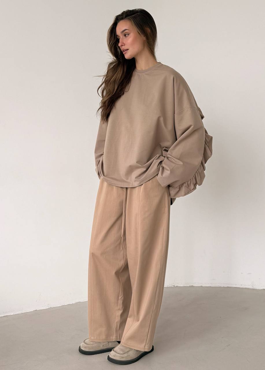 Сocoa open-back ruffle long sleeve