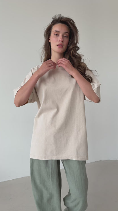 Green garment-dyed oversized T-shirt