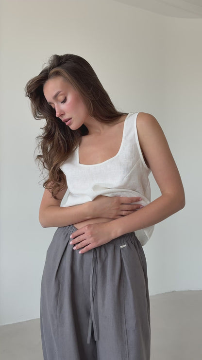 Ivory basic linen top