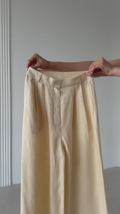 Creme brulee linen blazer with belt